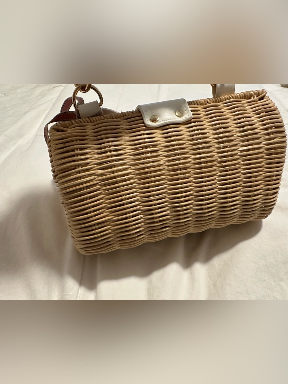 BTB Los Angeles Page Mother-of-pearl Rattan Top Handle Bag Natural NWT - Picture 9 of 12